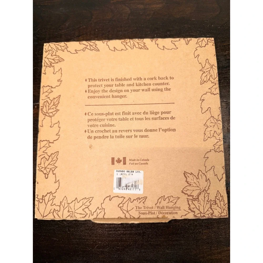 Panabo Flowers of Canada Ceramic Tile Trivet Wall Hanging Cork Back 6x6 NEW